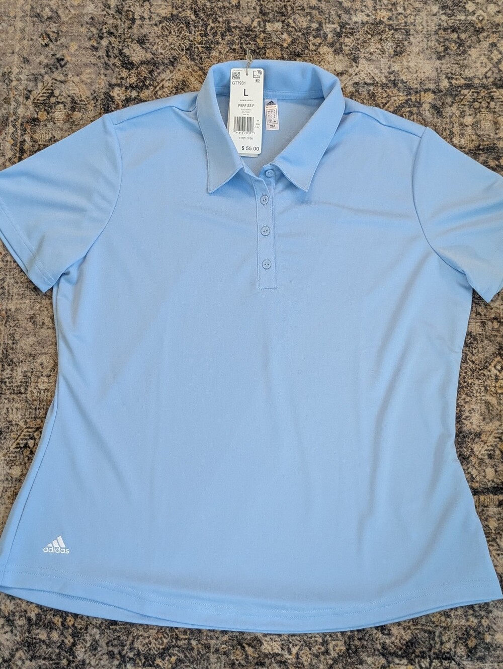 NWT Adidas Primegreen Women's Solid Performance Golf Polo - Clear Sky Blue, L